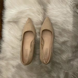 Nude suede heels